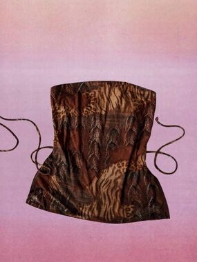 Brown Animal Print Strapless Top